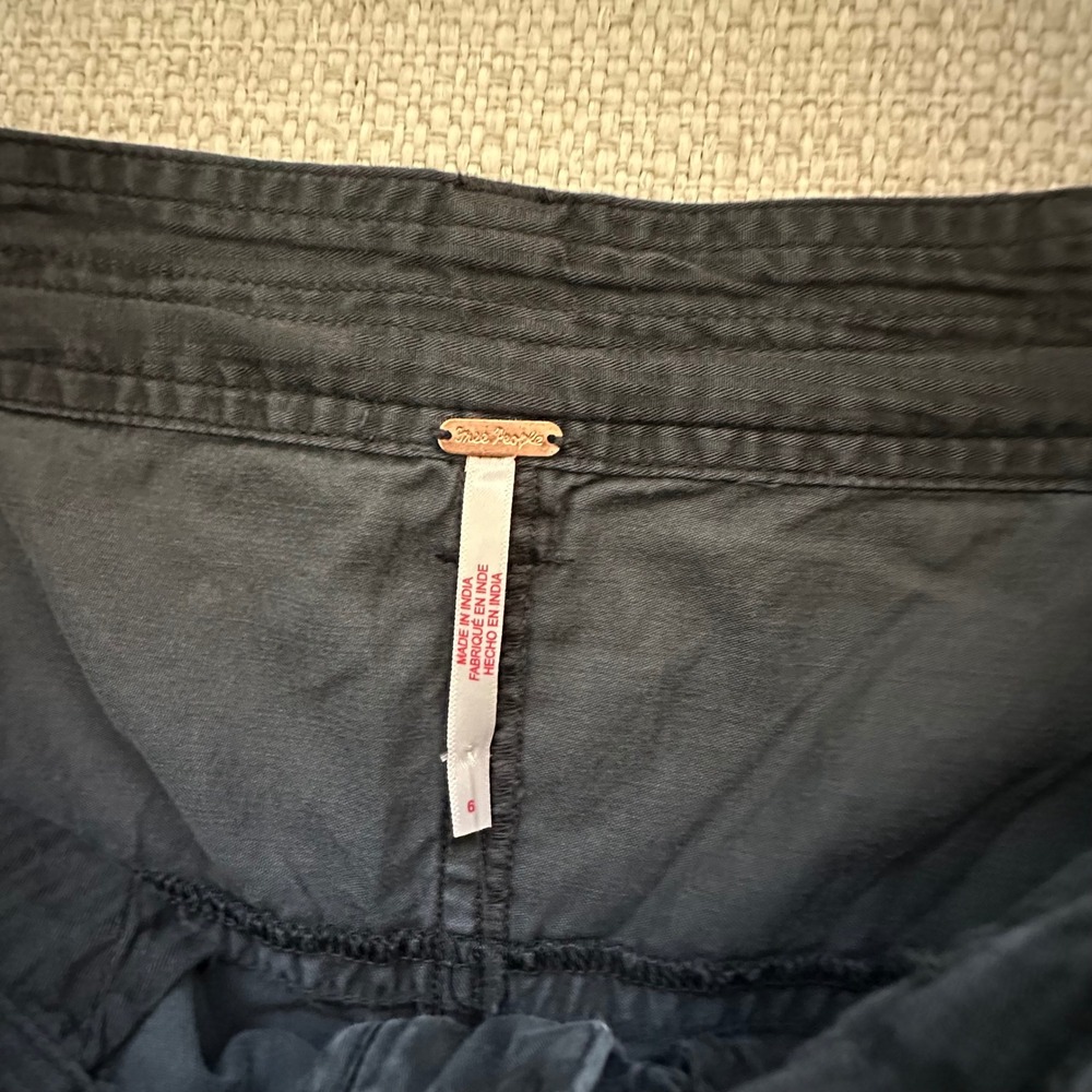 NWT Free People Washed Black Drawstring Cropped Size 6 Utility Pants MSRP$98 - Picture 5 of 7